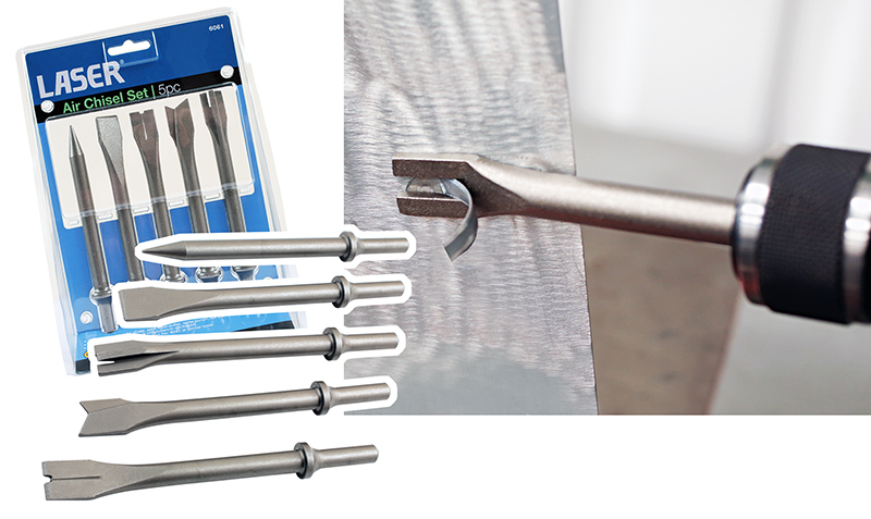 Five-piece air chisel set from Laser Tools