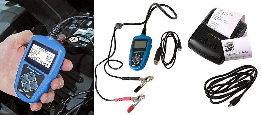 Quick and convenient car battery tester can print results to PC or separate thermal printer