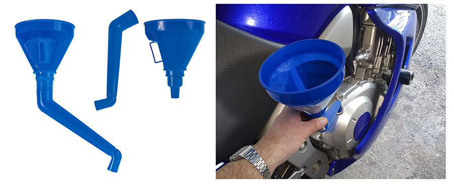 Get to these difficult to access gearbox oil and brake fluid fillers with this super-flexible funnel