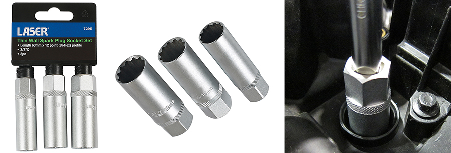 Super thin-walled spark plug socket set