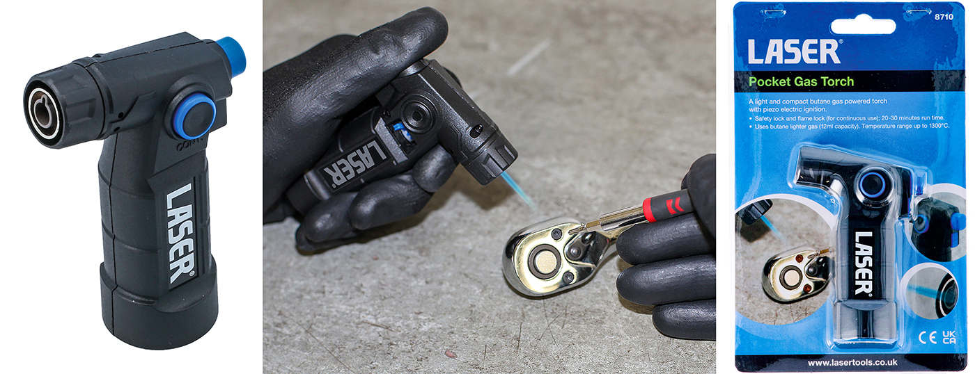 Compact butane gas-powered torch from Laser Tools 