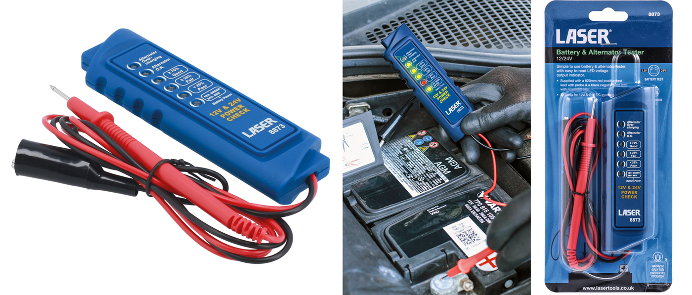 User-friendly, quick and accurate battery and alternator tester from Laser Tools 