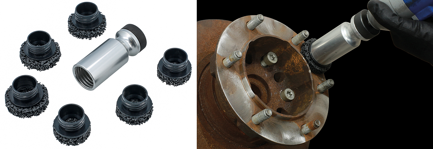 Effectively remove corrosion and dirt from HGV wheels studs & hubs with this hub cleaning kit from Laser Tools