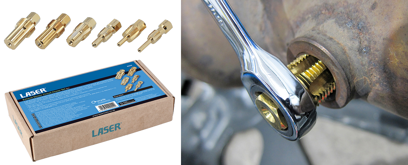 Quickly and easily restore exhaust sensor port threads with this thread chaser set
