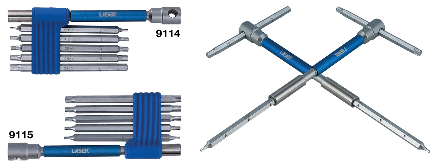 New from Laser Tools: interchangeable 3-Way T-Handle Spinner Bit Sets – compact, versatile and built for speed!