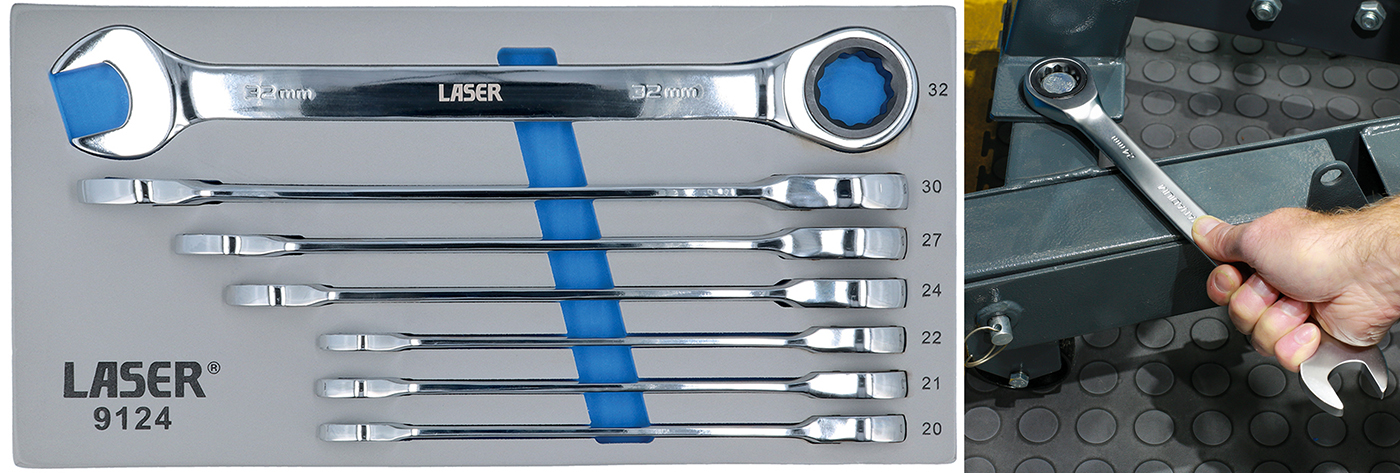 Turn fast in tight Spots: Laser Tools’ 5° Ratchet Ring Spanner Set 