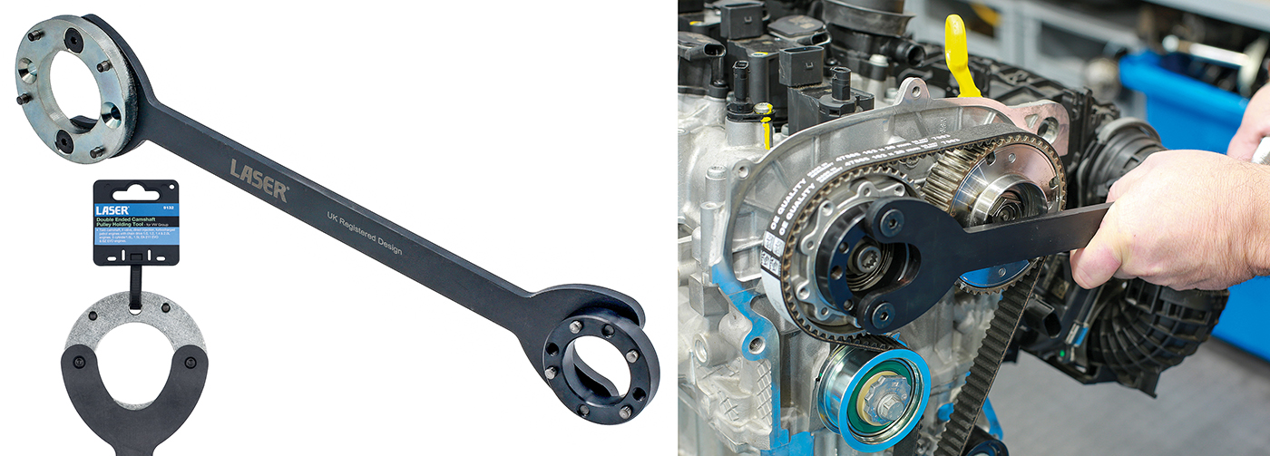 New from Laser Tools: Double-Ended Camshaft Pulley Holding Tool for VW Group petrol engines