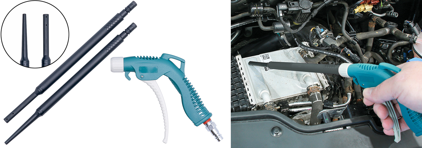 Targeted airflow, maximum control – flexible nozzle air blow gun from Laser Tools