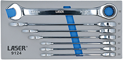 Turn fast in tight Spots: Laser Tools’ 5° Ratchet Ring Spanner Set 