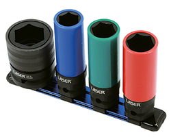New from Laser Tools: 4‑piece twin‑drive impact wheel-socket set