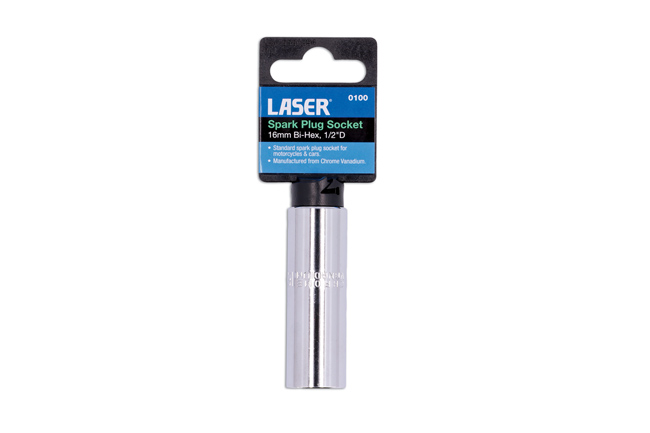 Laser Tools 0100 Spark Plug Socket 1/2"D 16mm