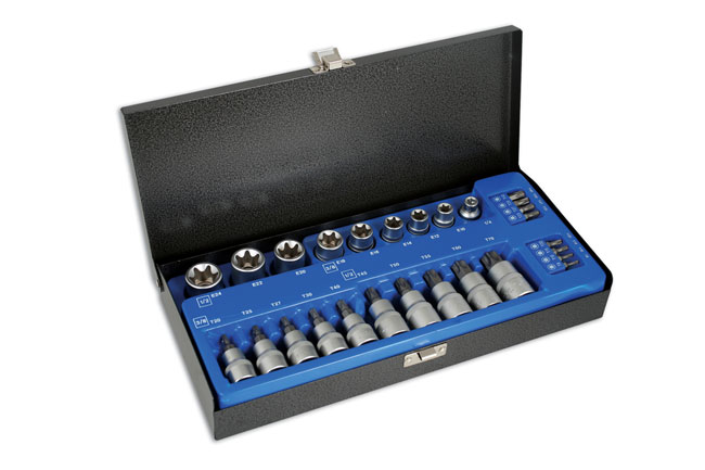 Laser Tools 2982 Star Socket & Bit Set 3/8"D, 1/2"D 27pc