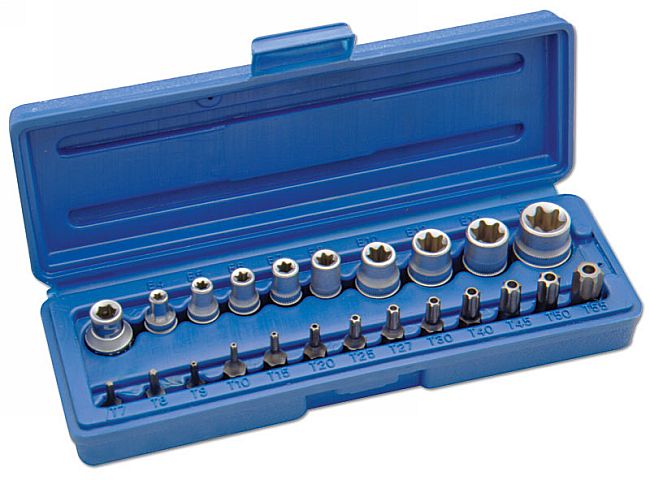 Laser Tools 3081 Star Socket & Bit Set 1/4"D, 3/8"D 23pc