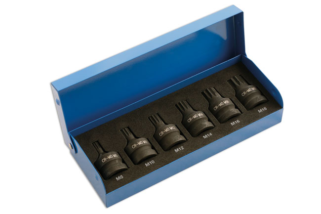 Laser Tools 4939 Impact Spline Socket Bit Set 1/2"D 6pc