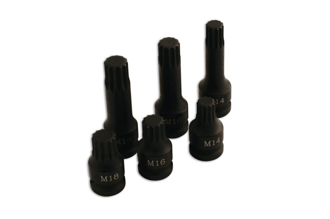 Laser Tools 5019 Spline Bit Set 1/2"D 6pc