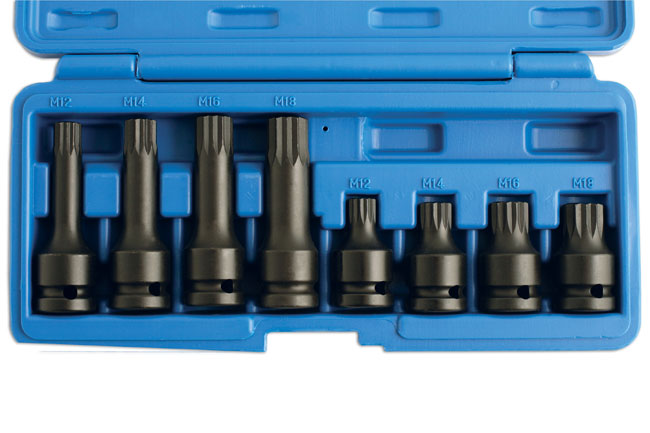 Laser Tools 5273 Impact Tamperproof Spline Socket Bit Set 1/2"D 8pc