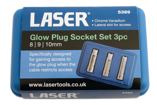 Laser Tools 5389 Glow Plug Socket Set 3pc