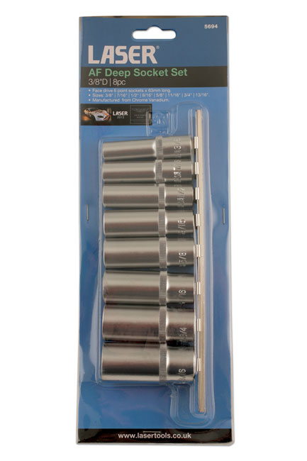 Laser Tools 5694 AF Deep Socket Set 3/8"D 8pc