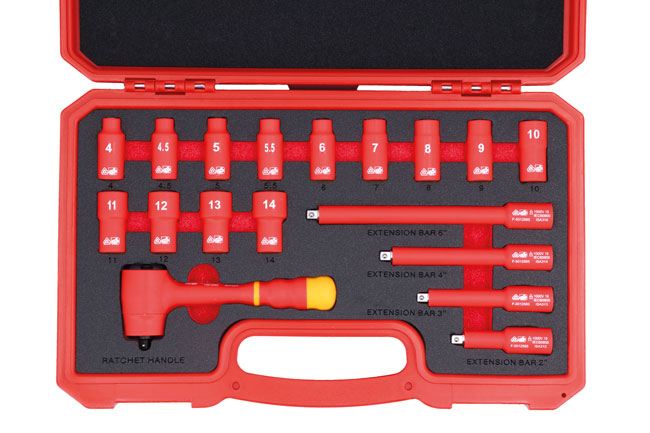 Laser Tools 6145 Insulated Socket Set 1/4"D 18pc