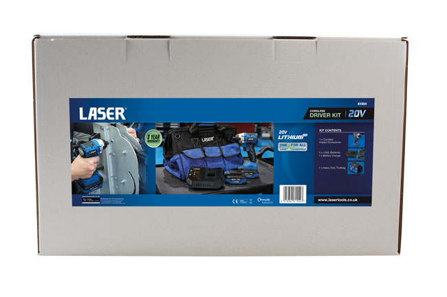 Laser Tools 61554 Cordless Impact Screwdriver 20V Kit (Euro)