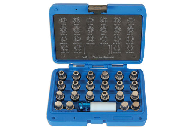 Laser Tools 6275 Locking Wheel Nut Key Set 23pc - for VAG