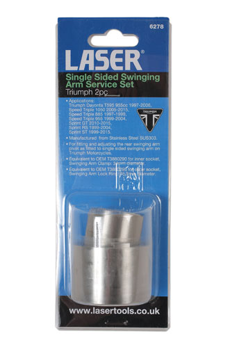 Laser Tools 6278 Single Sided Swinging Arm Service Set 2pc - for Triumph