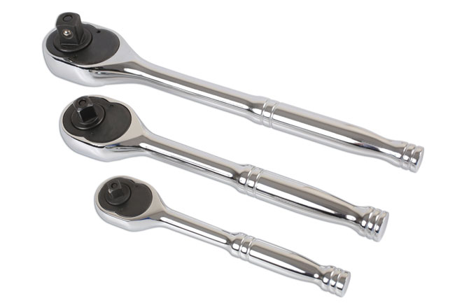 Laser Tools 6421 Standard Ratchet Set 1/4"D, 3/8"D, 1/2"D 3pc