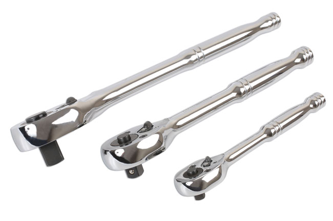 Laser Tools 6421 Standard Ratchet Set 1/4"D, 3/8"D, 1/2"D 3pc