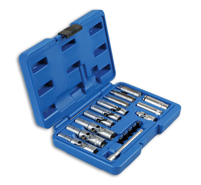 Laser Tools 6424 Specialist Thin Wall Glow Plug Socket Set 1/4"D, 3/8"D 18pc