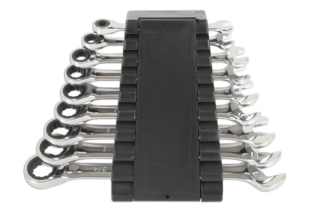 Laser Tools 6699 AF Ratchet Ring Combination Spanner Set 9pc