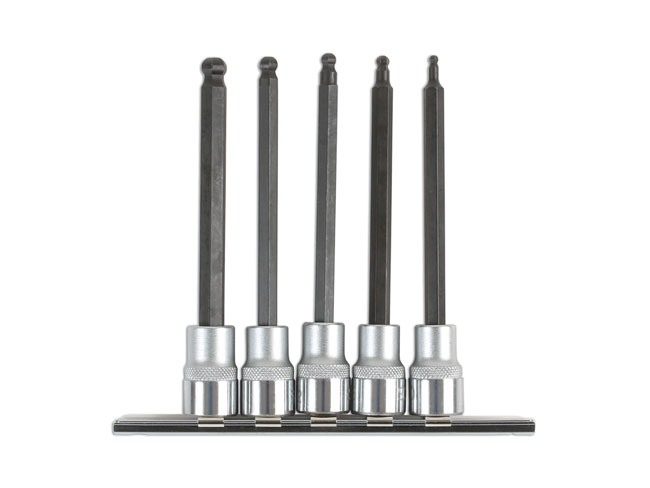 Laser Tools 6765 Long Ball End Hex Socket Bit Set 3/8"D 5pc