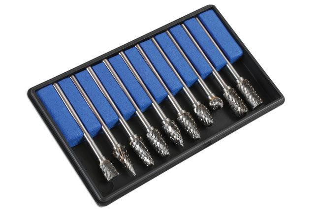 Laser Tools 6989 Tungsten Carbide Burr Set 10pc