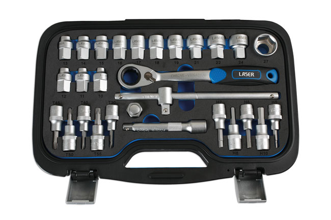 Laser Tools 7054 Go Thru Socket Set 1/2"D 28pc