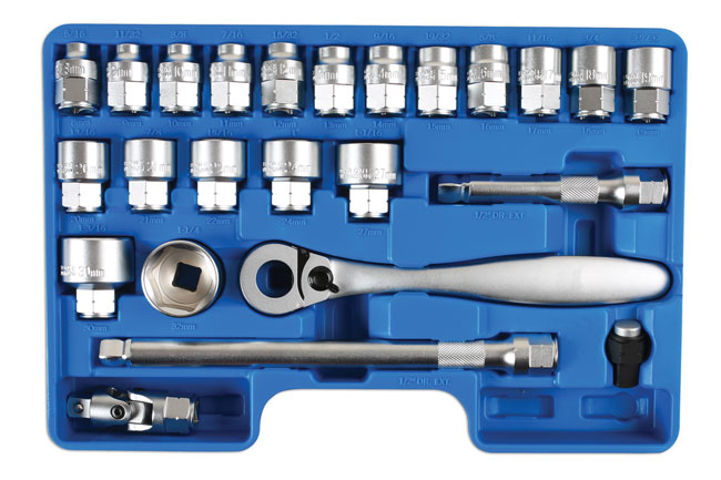 Laser Tools 7103 Low Profile Dual Drive Socket Set 1/2"D 24pc