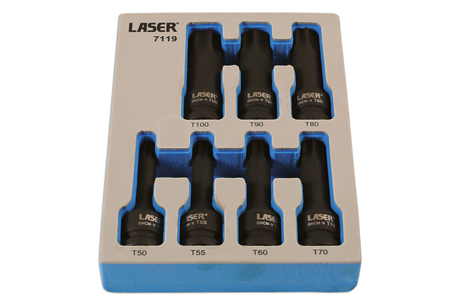 Laser Tools 7119 Long Impact Star Socket Bit Set 1/2"D 7pc