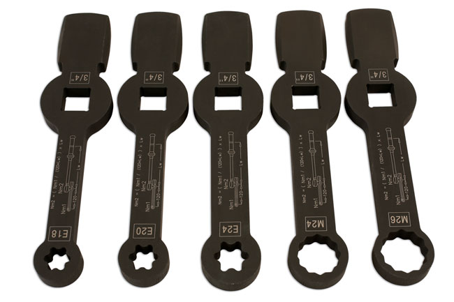 Laser Tools 7160 HGV Brake Caliper Wrench Set 5pc