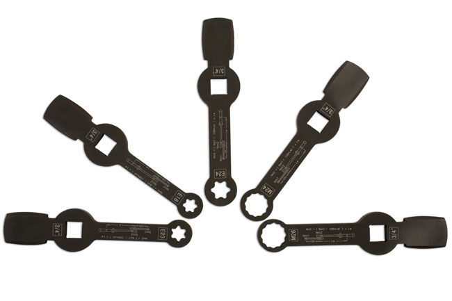 Laser Tools 7160 HGV Brake Caliper Wrench Set 5pc