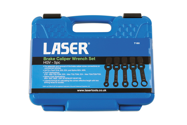 Laser Tools 7160 HGV Brake Caliper Wrench Set 5pc