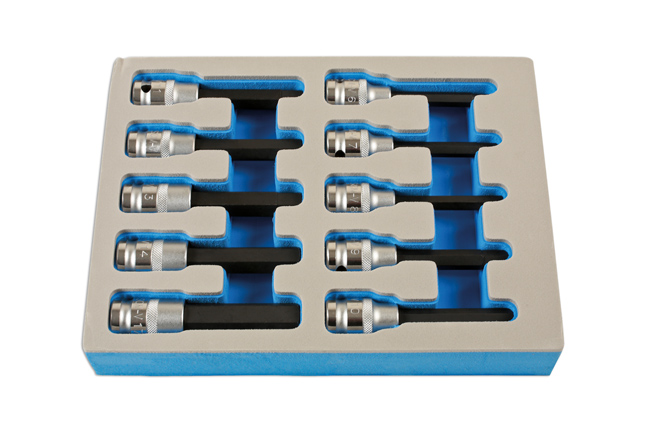 Laser Tools 7162 Long Hex Socket Bit Set 1/2"D 10pc