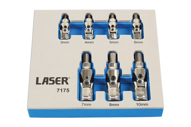 Laser Tools 7175 Universal Joint Hex Socket Bit Set 7pc