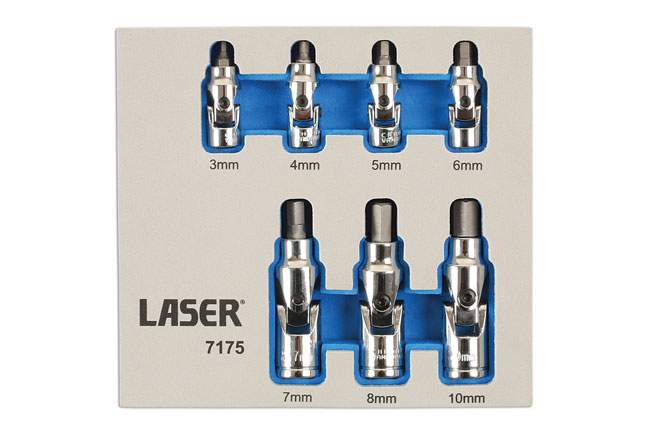 Laser Tools 7175 Universal Joint Hex Socket Bit Set 7pc