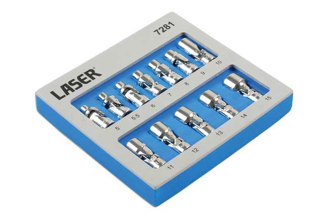 Laser Tools 7281 Universal Joint Socket Set 1/4"D 12pc