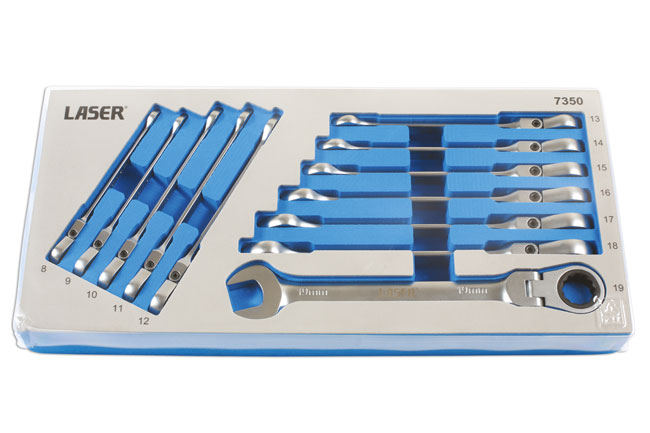 Laser Tools 7350 Flexi-Head Ratchet Ring Spanner Set