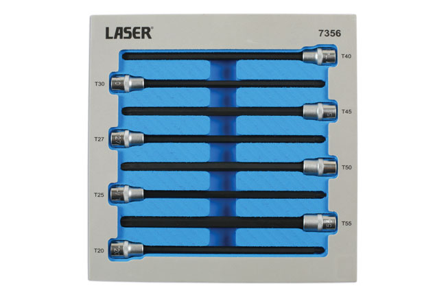 Laser Tools 7356 Extra Long Star Socket Bit Set 3/8"D 8pc