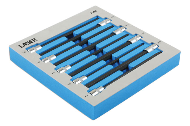 Laser Tools 7357 Extra Long Hex Socket Bit Set 3/8"D 9pc