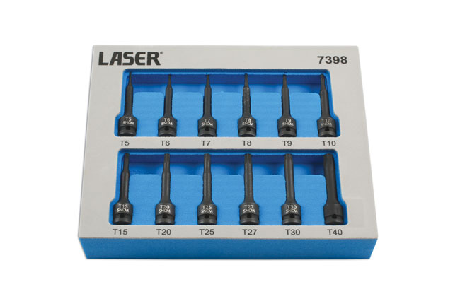 Laser Tools 7398 Impact Star Socket Bit Set 1/4"D 12pc