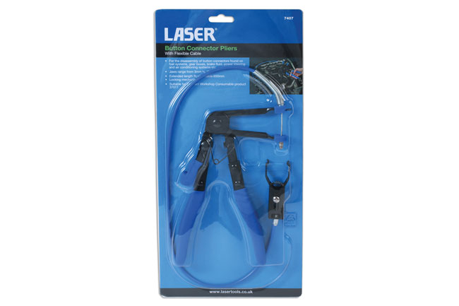 Laser Tools 7407 Button Connector Pliers with Flexible Cable