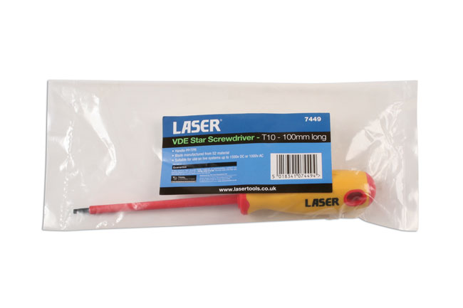 Laser Tools 7449 Insulated Star* Screwdriver T10