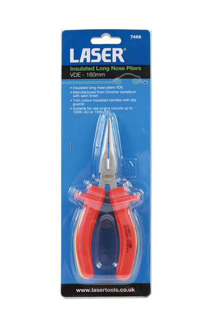 Laser Tools 7468 Insulated Long Nose Pliers 150mm