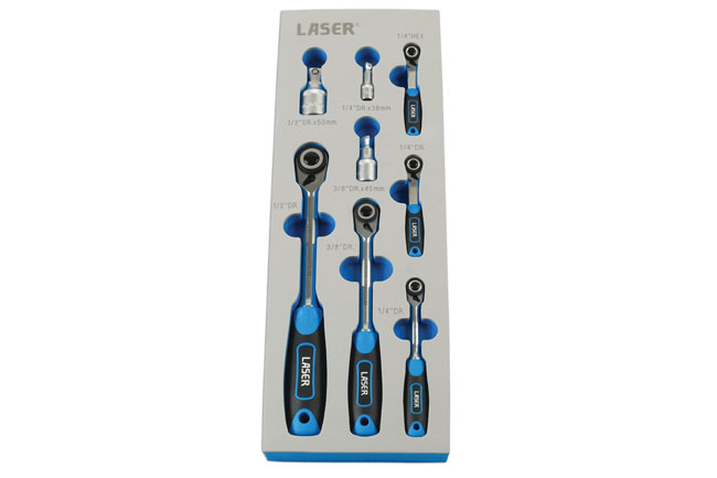 Laser Tools 7548 Micro Head Ratchet Set 1/4"D, 3/8"D, 1/2"D 8pc